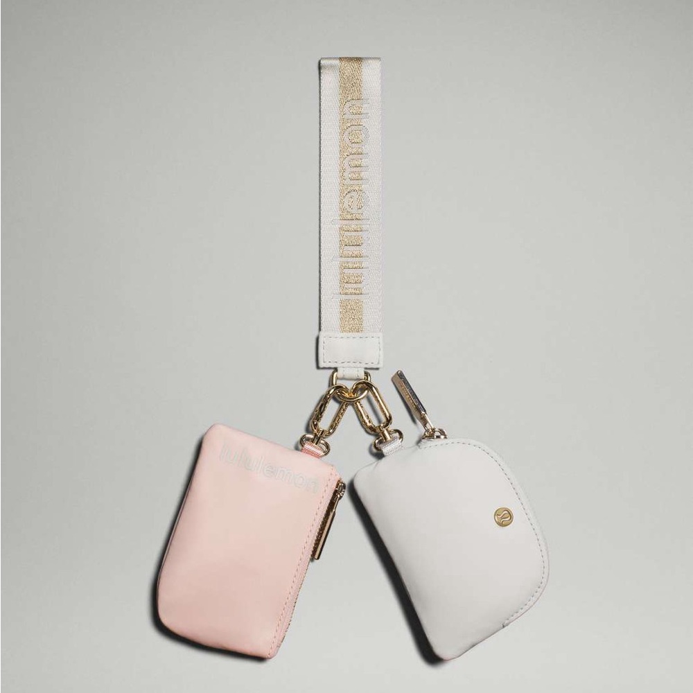Lululemon Athletica  Dual Pouch Wristlet Vapor, Gold & Pink NWT